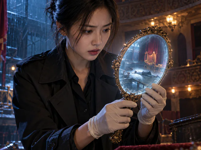女法医在旧剧院用魔镜追查案件的AI魔改悬疑短剧剧照