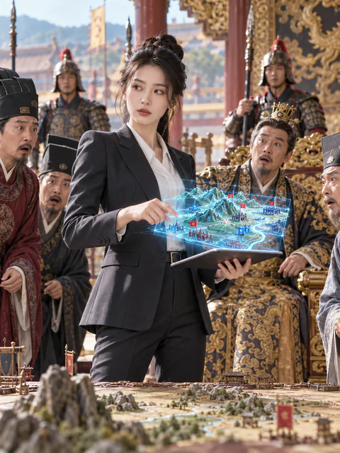 现代女主穿越朝堂展示智能谋略图的AI魔改逆袭短剧剧照